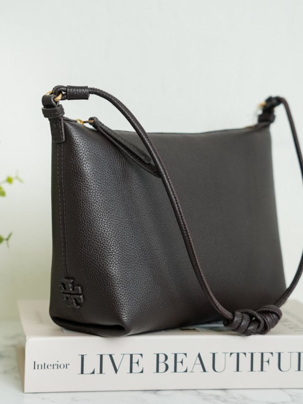 Tory Burch Thea Mini Bag Leather Shoulder Bag in Deep Brown NWT